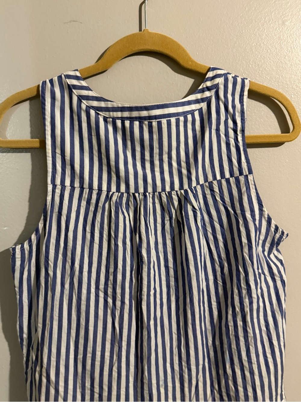Pomander Place Blue & White Striped Tiered V-Notch Cotton Mini Dress Coastal - Picture 10 of 12